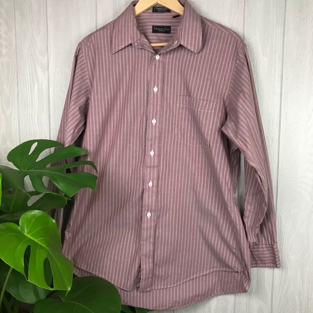 Christian Dior long sleeve button down casual collared striped dress shirt